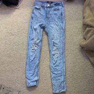 Hollister Blue Skinny Jeans with Distressed Detailing